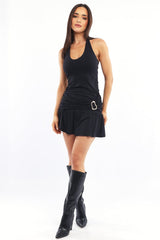 Black Halter Neck Mini Dress