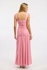 Pink Maxi Dress Front Split