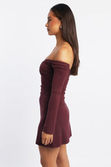 Red Off Shoulder Mini Dress
