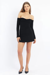 Black Off Shoulder Mini Dress