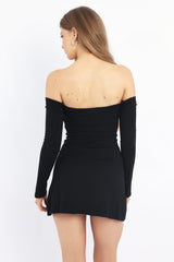 Black Off Shoulder Mini Dress