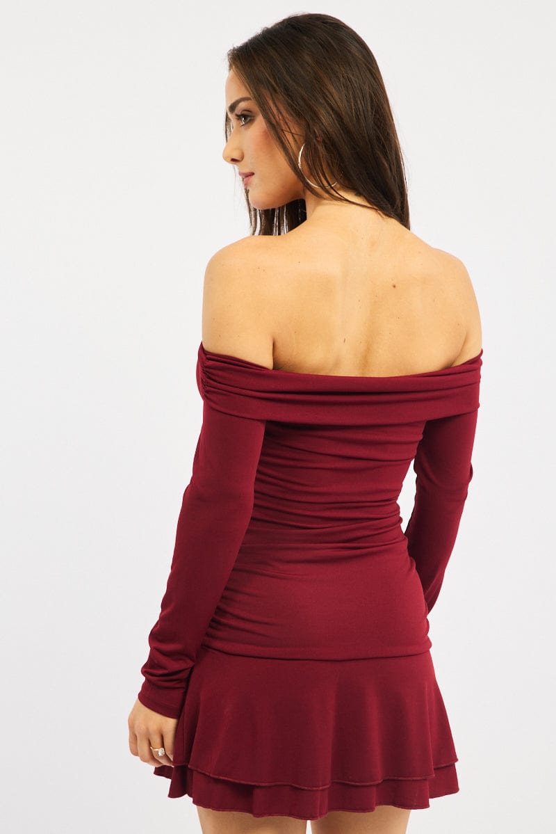 Red Off Shoulder Mini Dress