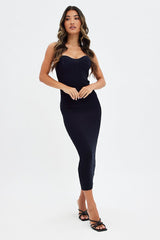 Blue Sweetheart Neckline Bandeau Knit Bodycon Dress