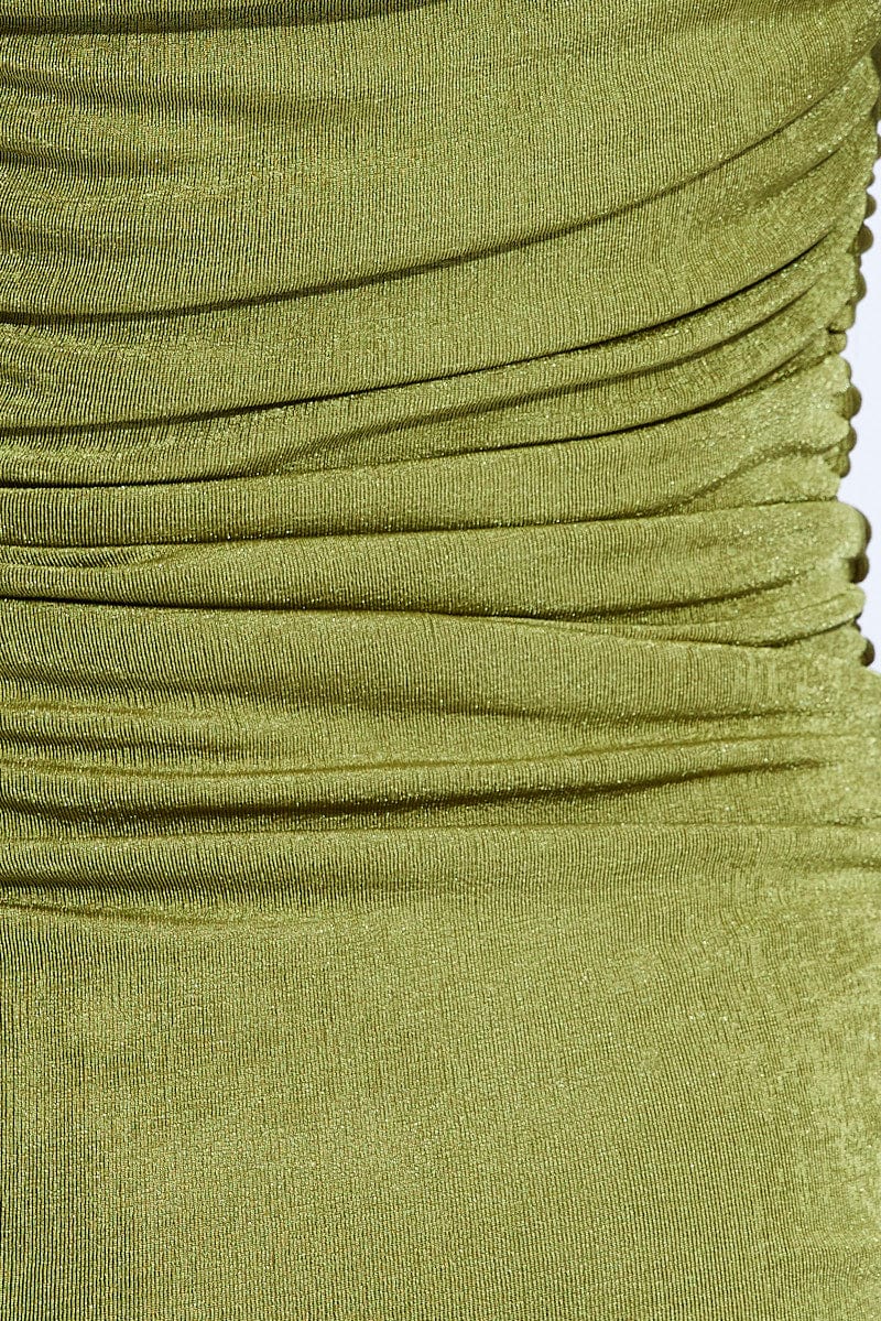Green Mini Dress One Shoulder
