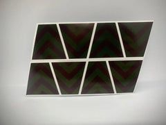 Eight black triangular panels with white borders for a Yellow Chevron Reflective Helmet