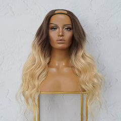 ELENA Ombre Blonde Human Hair U Part Wig - Milk & Honey
