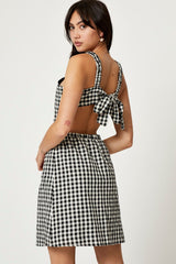 Check Mini Dress Sleeveless Evening
