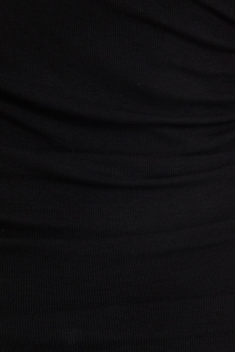 Black One Shoulder Ruched Bodycon Dress