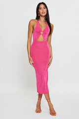 Pink Midi Dress Slinky Jersey