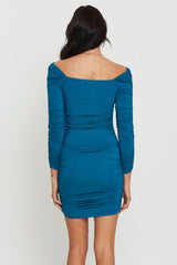 Blue Bodycon Dress Off Shoulder Mini