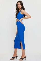 Blue Midi Dress Sleeveless