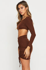 Brown Midi Dress Long Sleeve