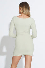 Green Bodycon Dress Long Sleeve Mini