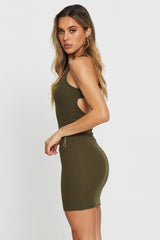 Green Mini Dress Racer Back