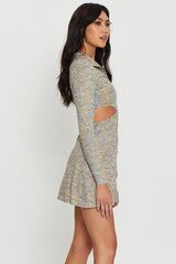 Multi Mini Dress Long Sleeve