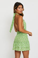 Print Mini Dress Halter Neck