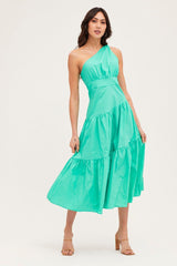 Green Maxi Dress One Shoulder Evening