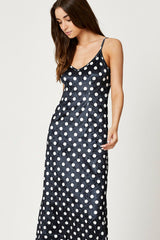 Polka Dot Velvet Midi Dress