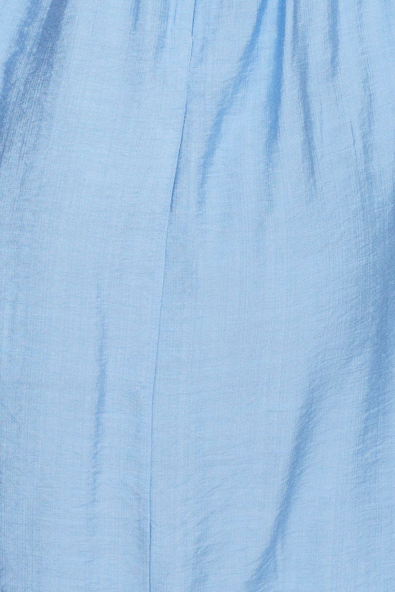 Blue Mini Dress Short Sleeve Evening