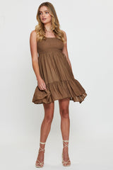 Brown A Line Dress Mini