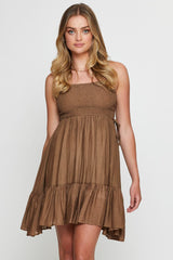 Brown A Line Dress Mini