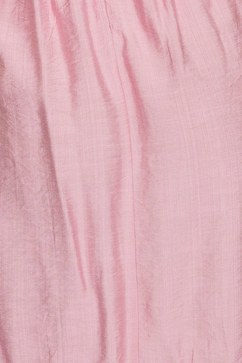 Pink Mini Dress Short Sleeve Evening