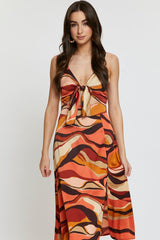 Print A Line Dress Midi