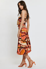 Print A Line Dress Midi
