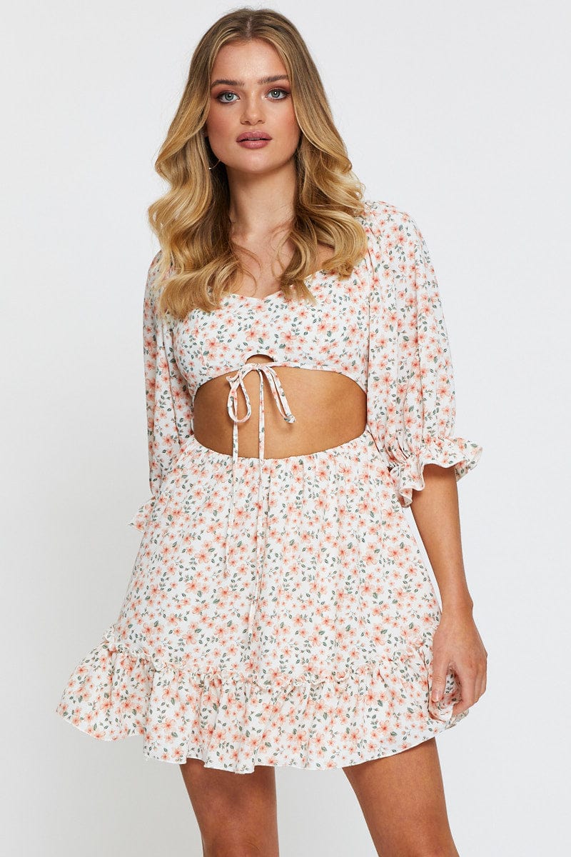 Print Mini Dress Long Sleeve
