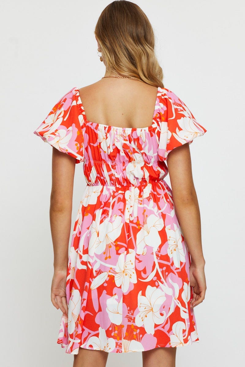 Print Mini Dress Short Sleeve