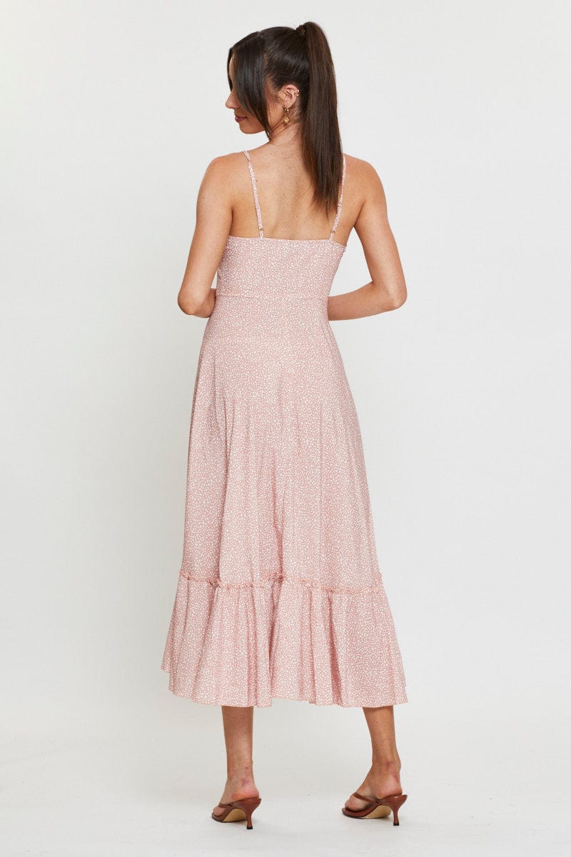 Geo Print Dress Adjustable Straps Midi