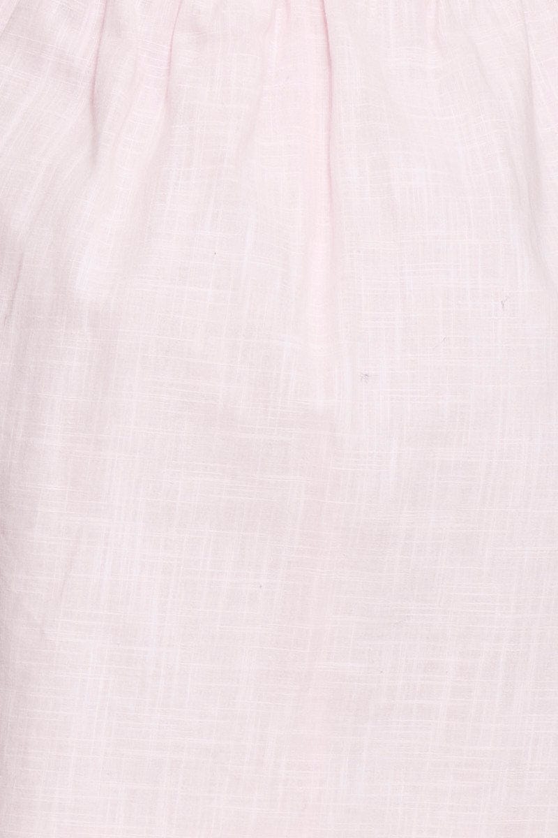 Pink Fit And Flare Dress Short Sleeve Round Neck