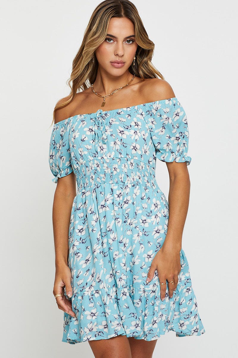 Print Mini Dress Short Sleeve