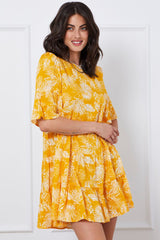 Trop Print Mini Dress Short Sleeve