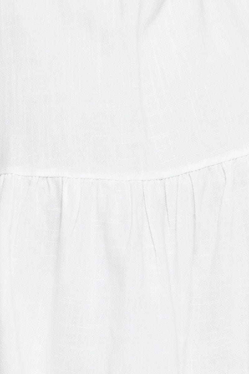 White Mini Dress V Neck