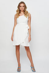 White Wrap Dress One Shoulder Sleeveless