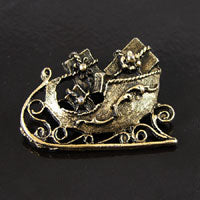 31x42mm Christmas Santa Sleigh, Vintage Brass,  pk/6
