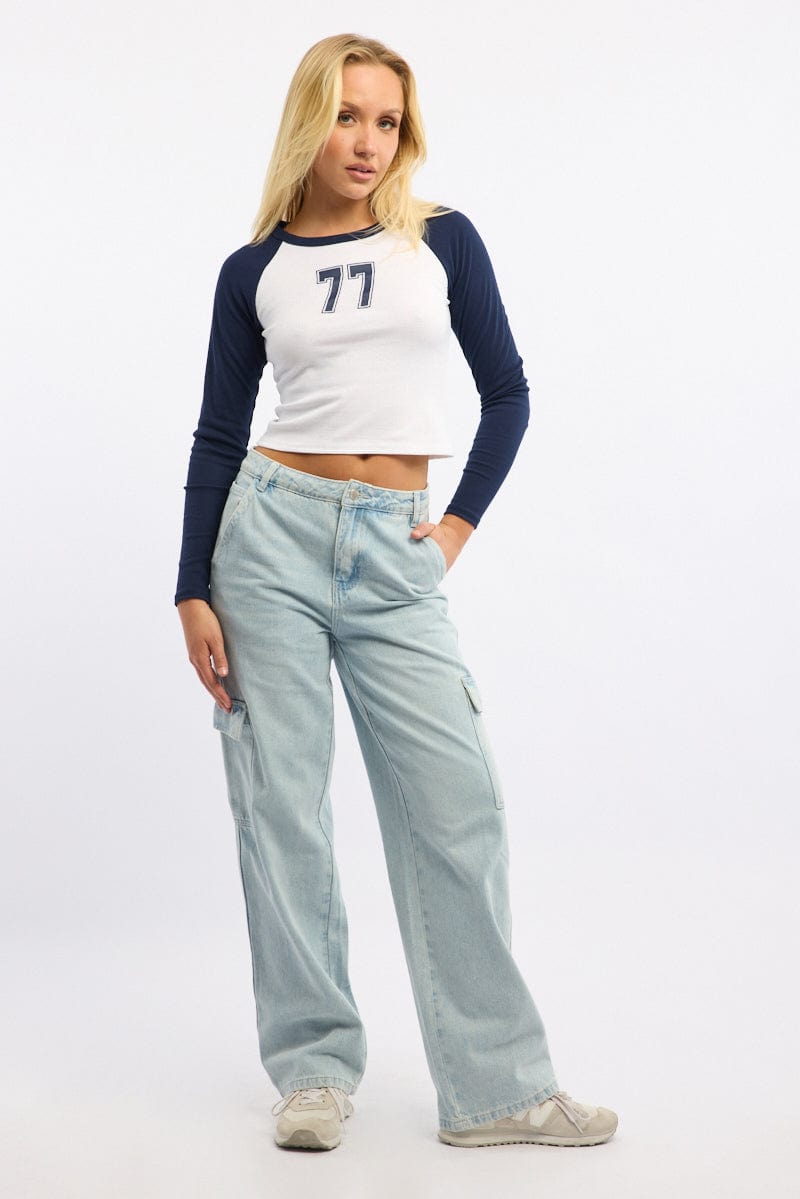 Blue Graphic Tee Long Sleeve
