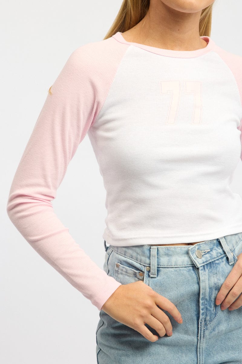 Pink Graphic Tee Long Sleeve