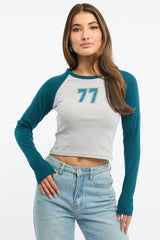 Blue Graphic Tee Long Sleeve