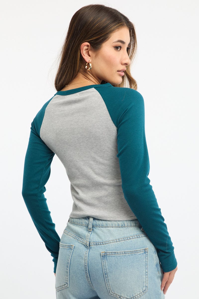 Blue Graphic Tee Long Sleeve