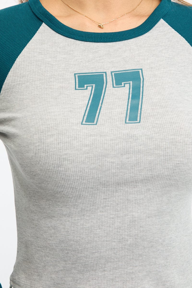 Blue Graphic Tee Long Sleeve