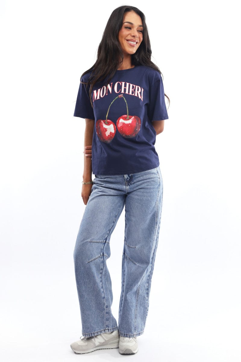 Blue Graphic Tee Short Sleeve