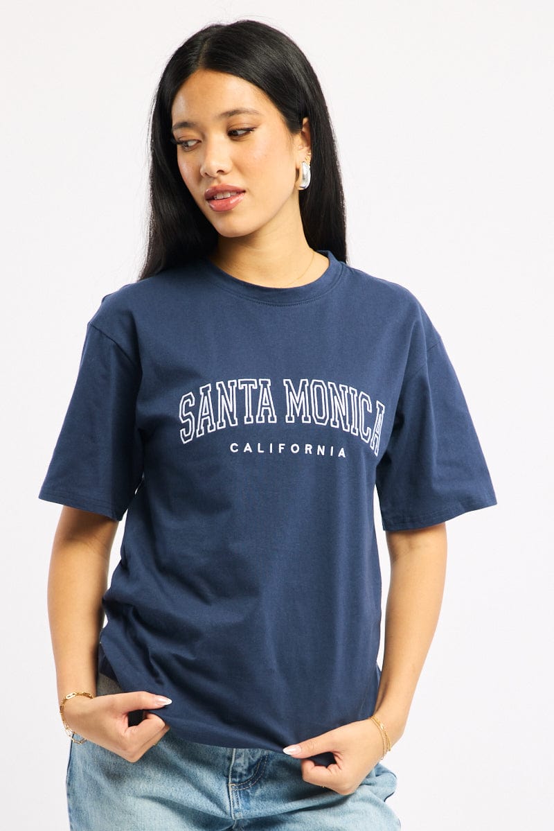 Blue Graphic Tee Short Sleeve
