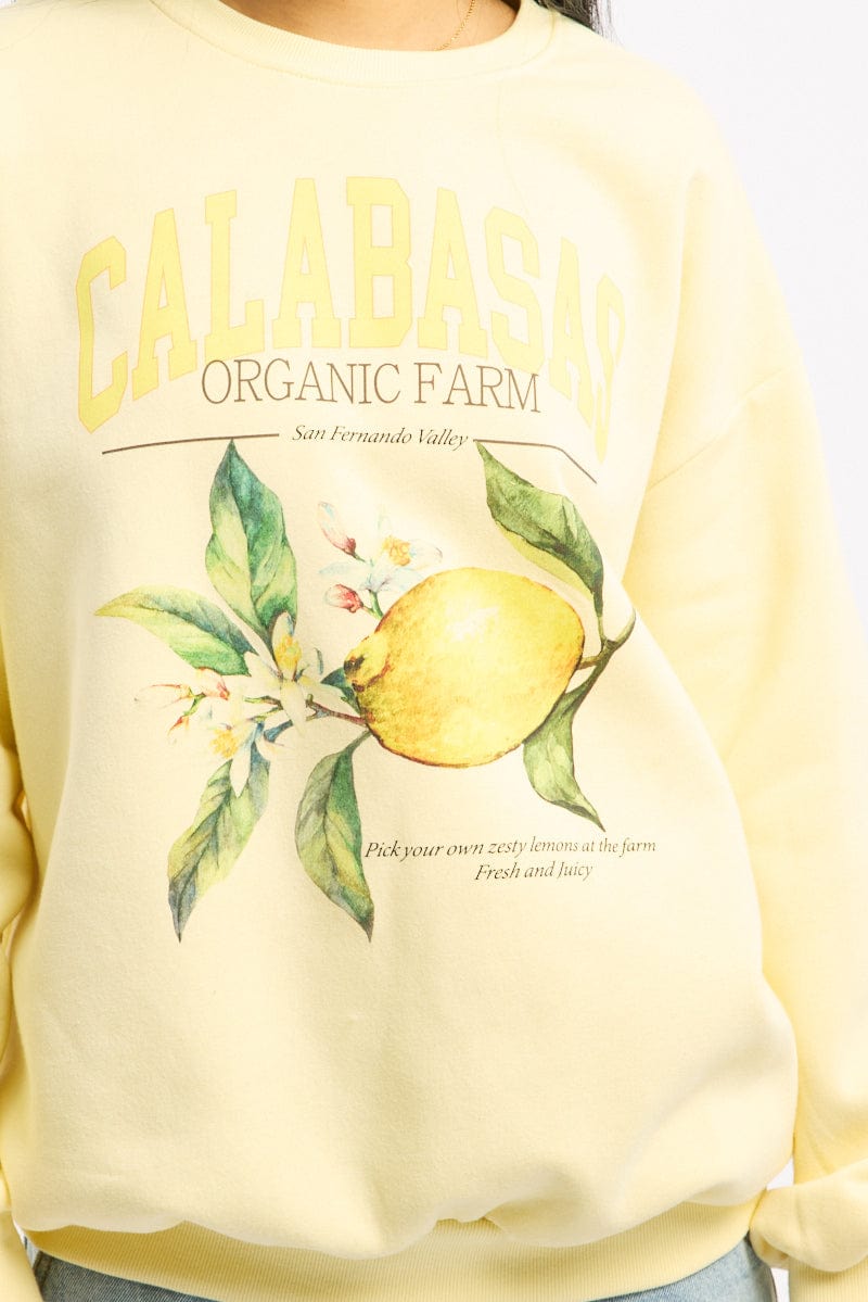 Yellow Graphic Sweater Long Sleeve