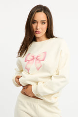 White Graphic Sweater Long Sleeve
