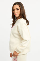 White Graphic Sweater Long Sleeve