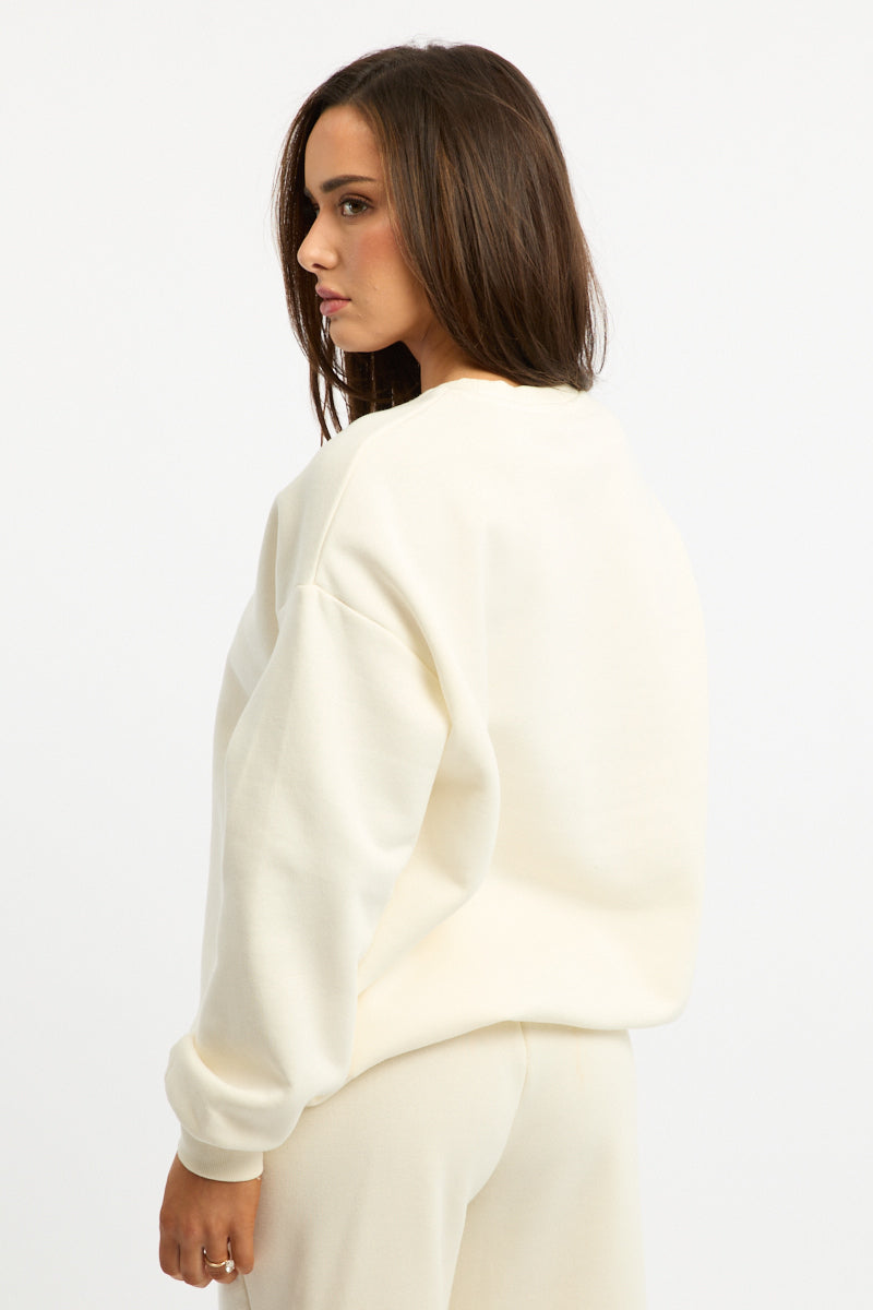 White Graphic Sweater Long Sleeve