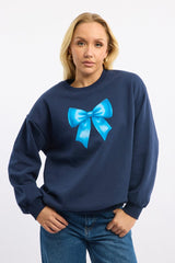 Blue Graphic Sweater Long Sleeve