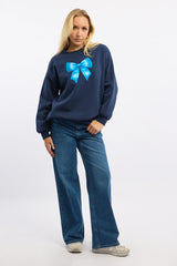 Blue Graphic Sweater Long Sleeve